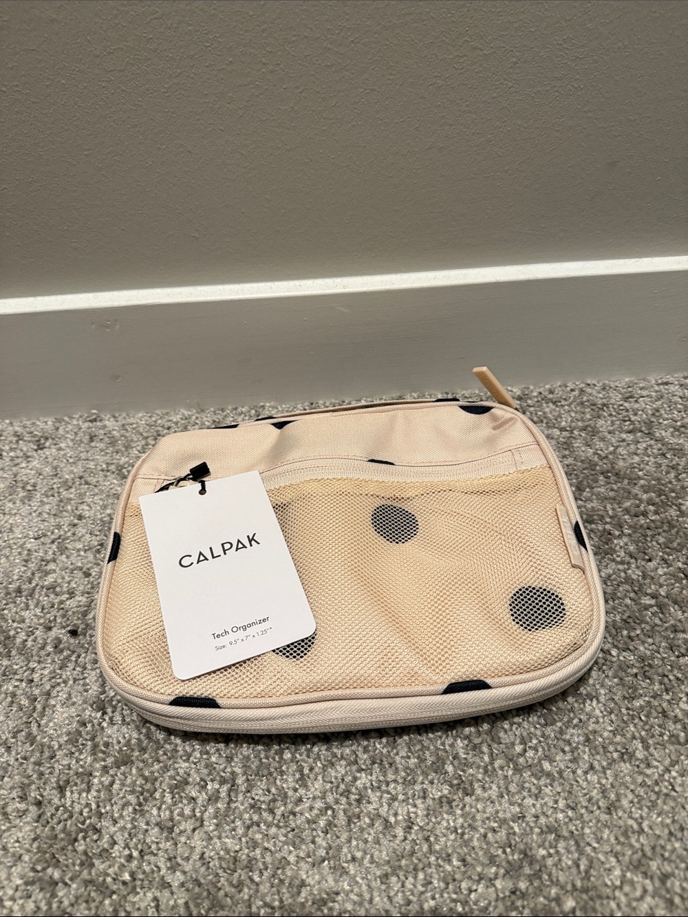 Calpak Beige Polka Dot Tech Pouch